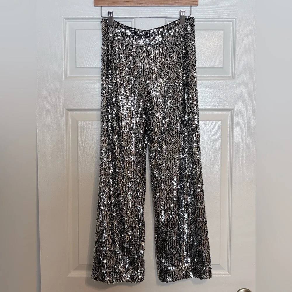 Maeve Anthropologie The Colette Sequin Cropped Wide-Leg Pants – Size 25
